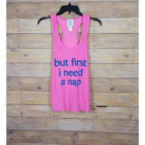Mentally Exhausted Pajama Top Tank Top Small Pink Blue But First I Need A Nap